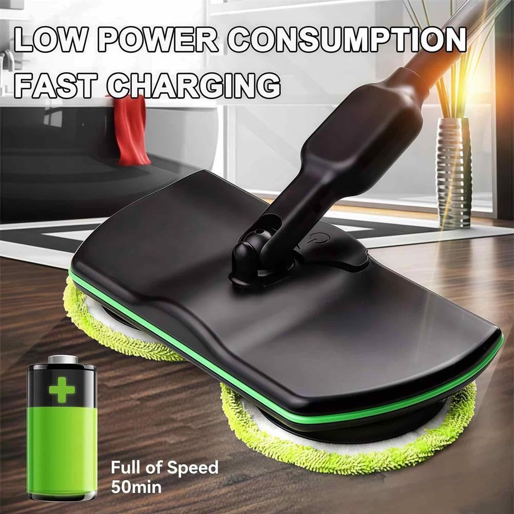 Limpiador eléctrico inalámbrico recargable para suelos con mopa giratoria para barrer, lavar y pulir