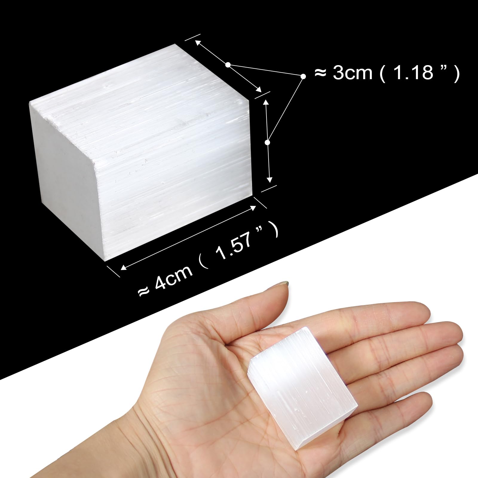 1 Pc Cubo di Selenite circa 70g, Pietra Energetica Tascabile di Selenite, Selezionata a Mano di Qualità Premium, Chakra, Guarigione, Energia Positiva