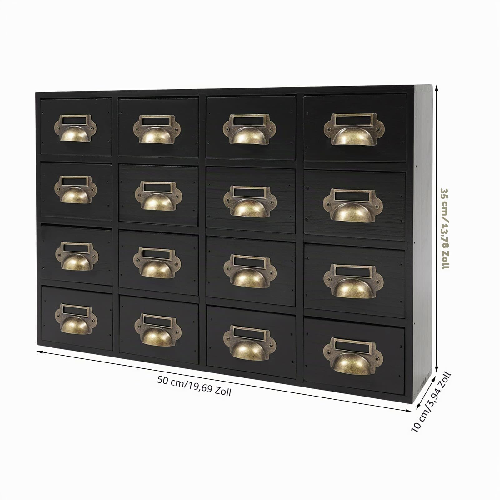 Aufbewahrungsbox für Tisch mit 16 Schubladen, Schreibtisch-Organizer aus Holz, gebrauchsfertig, für Bürobedarf, Schmuck, Medikamente (schwarz)