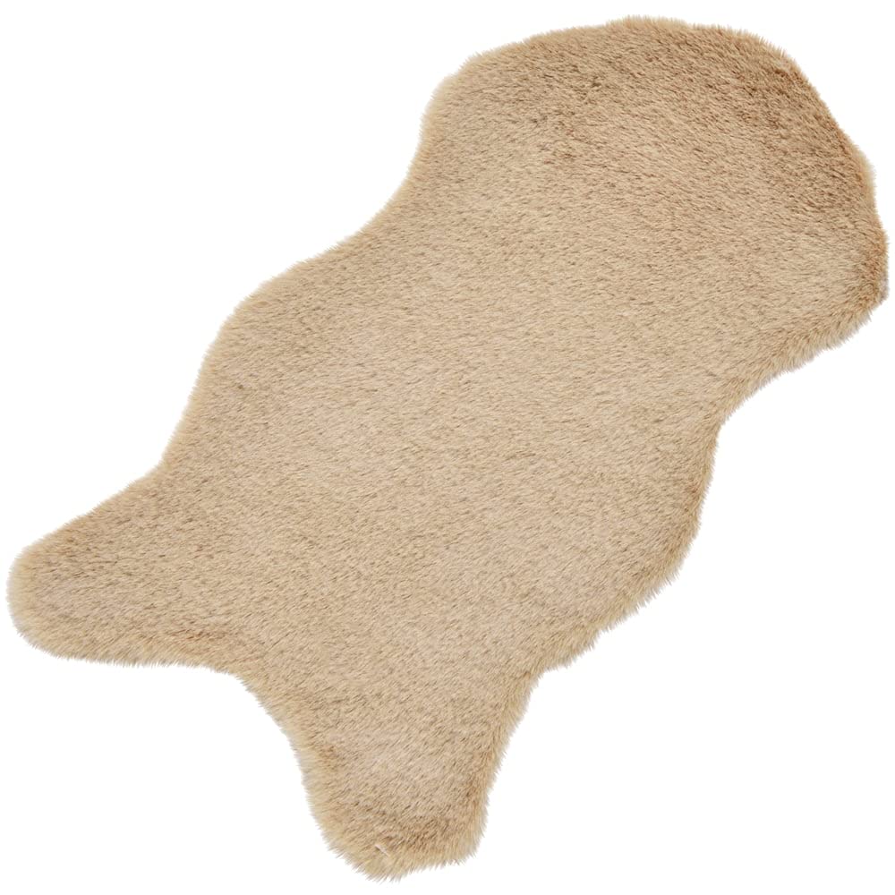Flauschiges Kunstfell-Dekofell 50 x 25 cm, beige, kurzflorig