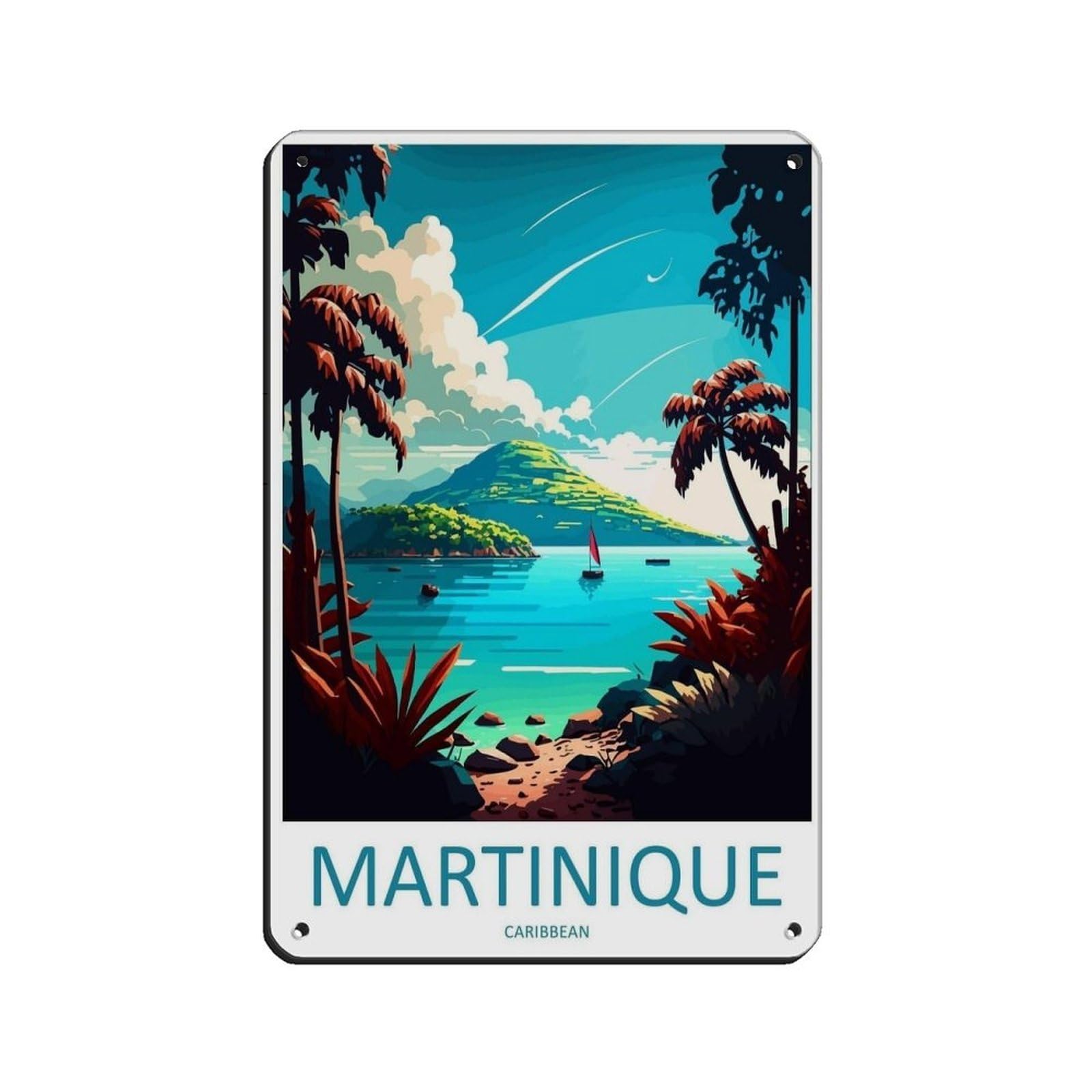 Martinique Travel Art Caribbean Travel（81） Retro Poster Metal Tin Sign Chic Art Retro Iron Painting Bar People Cave Cafe Family Garage Poster Wall Decoration 8x12inch(20x30cm)