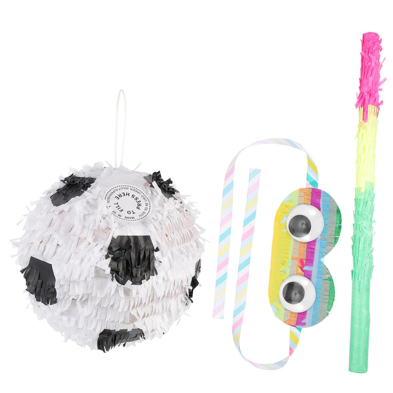ifundom Piñata de Fútbol para Cumpleaños Infantiles 3 Piezas Iniciales Piñata de Balón de Fútbol Antifaz Material Ligero Resistente Decoración para Fiestas y Juegos Infantiles