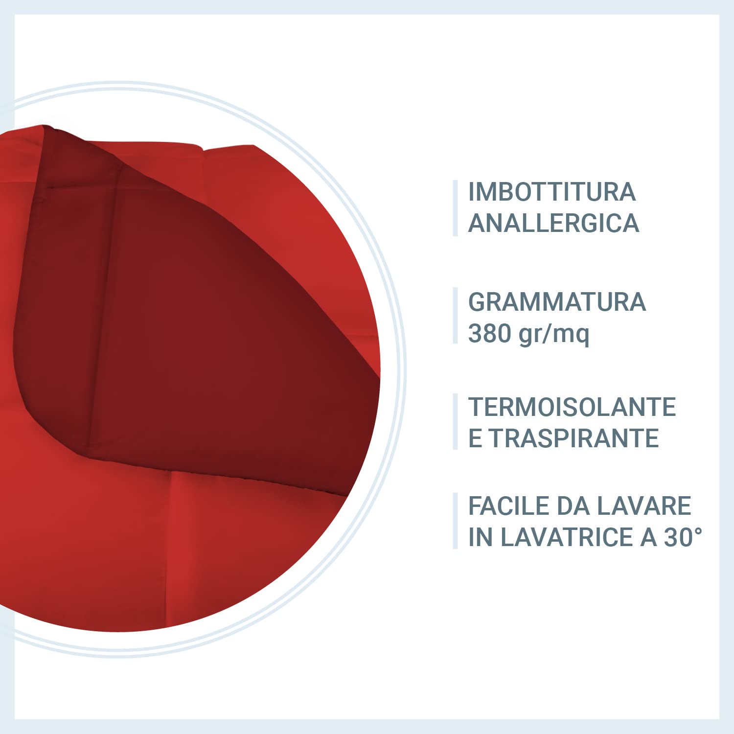 Banzaii Trapunta Invernale in Ecopiuma Double Face Super Soft Due Piazze Matrimoniale 260x260 cm Bordeaux/Rosso
