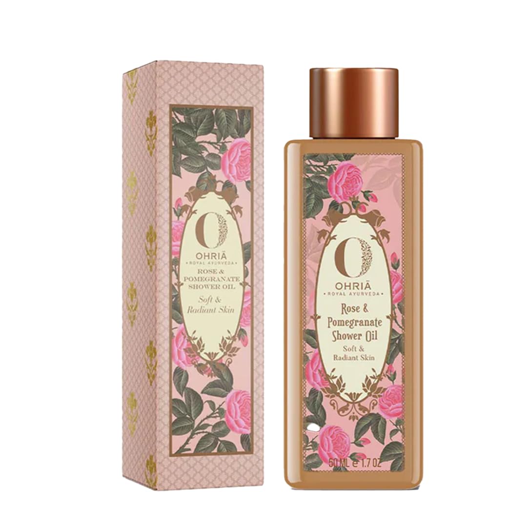 Ohria Ayurveda Rose & Pomegranate Shower Oil/Body Oil For Normal/Dry Skin, 50ml