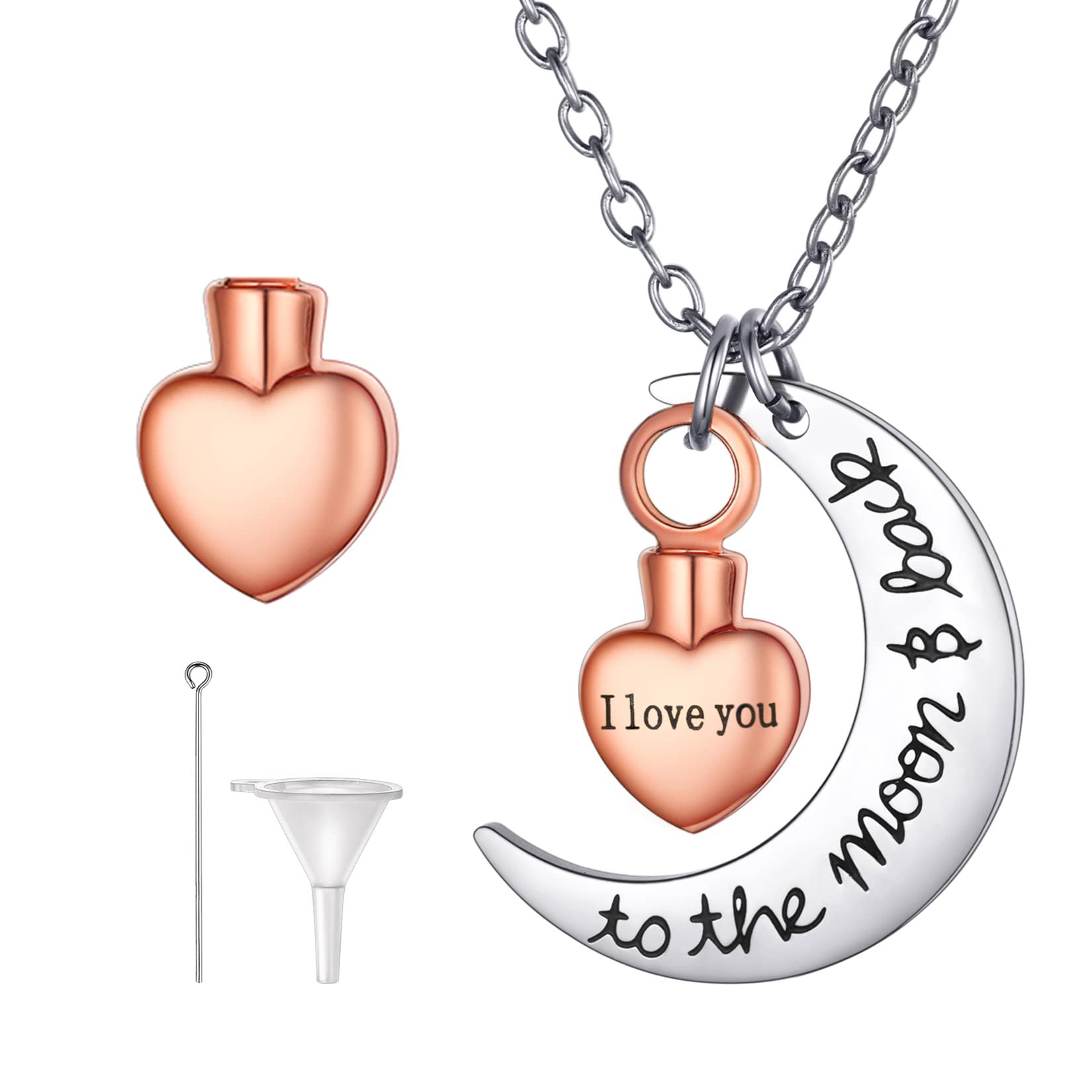 U7Cremation Memory Necklace For Ashes Jewellery Keepsake, Waterproof Urn Pendant, Custom Available, Send Gift Box