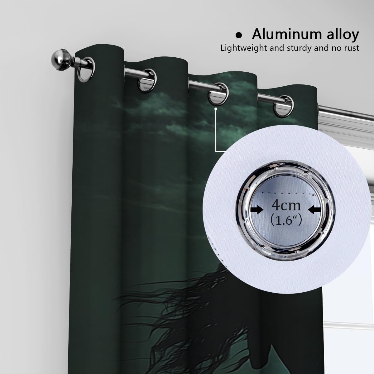 Estetyczny design zasłony okienne Night Ocean wzór syrenki, izolujące ciepło, zasłony zaciemniające do drzwi przesuwnych na taras, 2 panele, szer. 117 x wys. 137 cm
