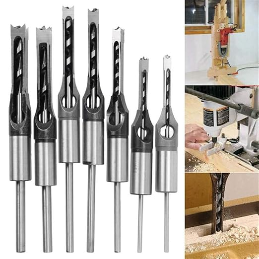 7Pcs Square Hole Drill Bit Sets, Woodworking Square