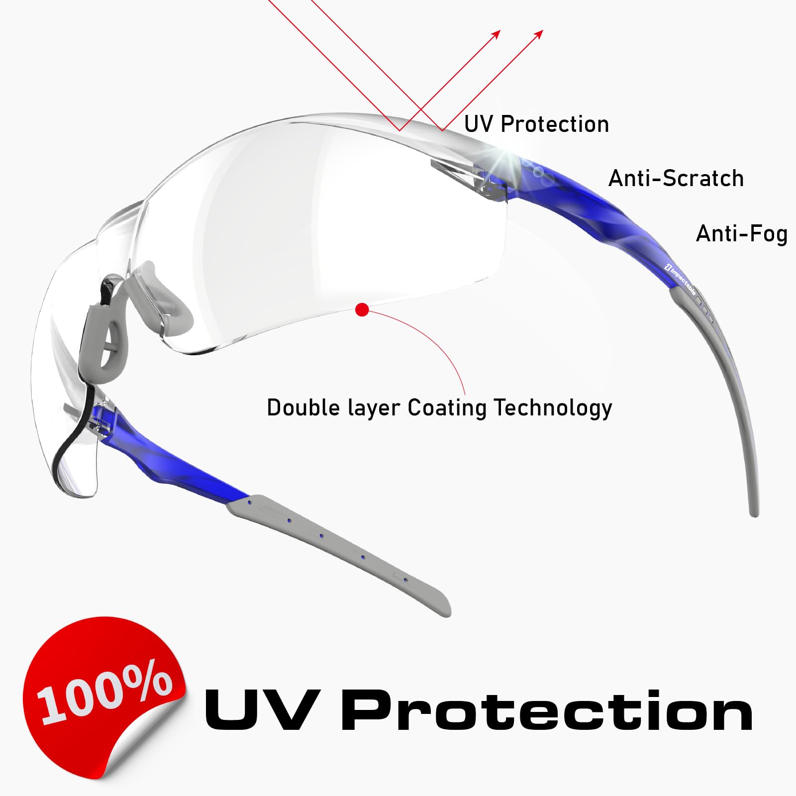 ANSI Z87.1 Sicherheitsbrille, beschlagfrei, UV-beständig, kratzfest, für Augenschutz bei der Arbeit, Sport, Schießen, Pickleball, Surround-Gläser