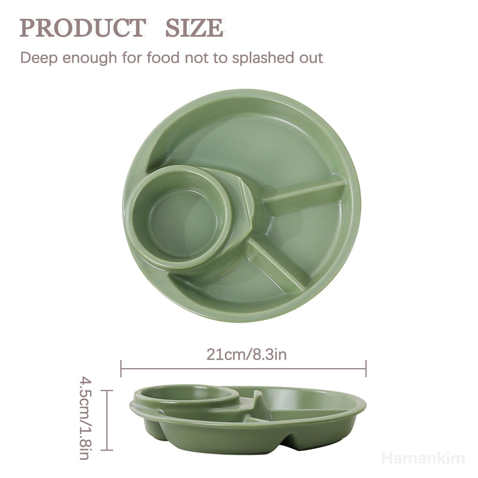 Platos de control de porciones, plato dividido de cerámica para almacenamiento de alimentos y dieta bariátrica, 1 paquete