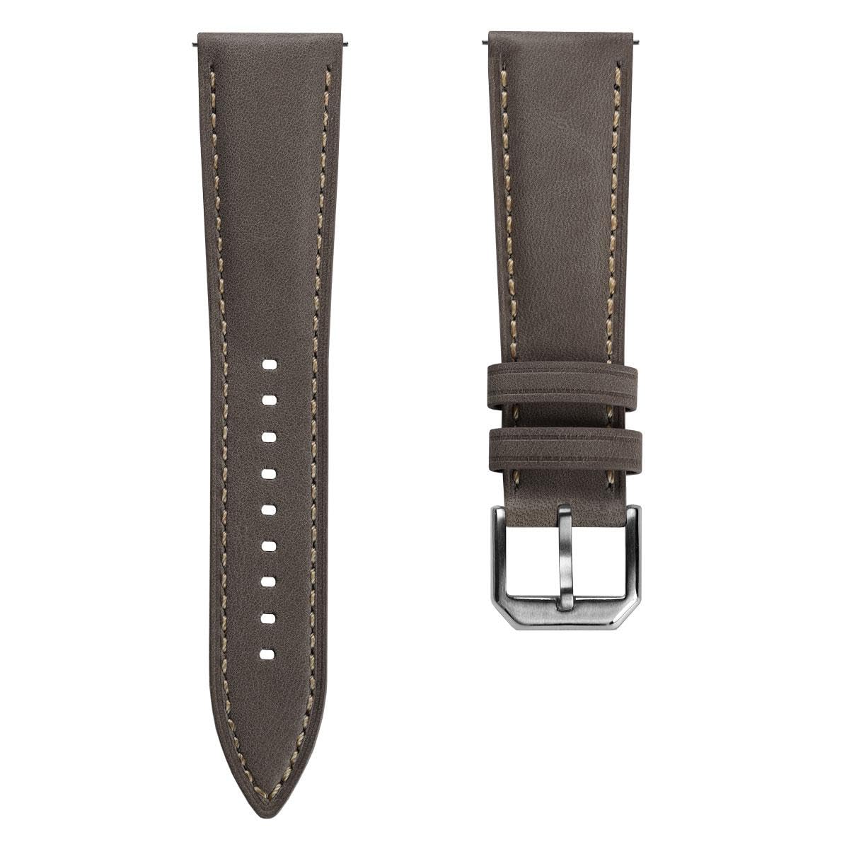 WatchGecko Whitby Heritage Lederarmband aus patiniertem, vollnarbigem Kalbsleder, mit Schnellverschlussfedern. In schwarz, braun, blau und grau. Größen: 20 mm und 22 mm