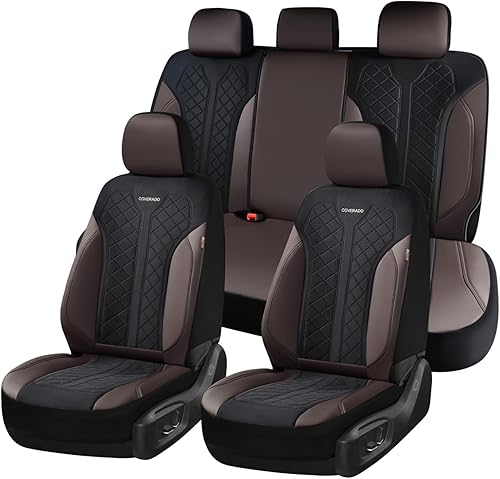 Miniatura 10 de Coverado Fundas de asiento delantero, fundas de asiento beige, 2 asientos, protectores de cuero para automóvil, paquete de 2, fundas de asiento