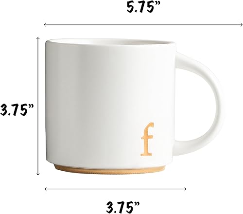 Miniatura 2 de COLLECTIVE HOME - Tazas de cerámica con monograma, tazas de café con inicial dorada de 15 onzas, elegantes tazas de té del alfabeto, elegante taza