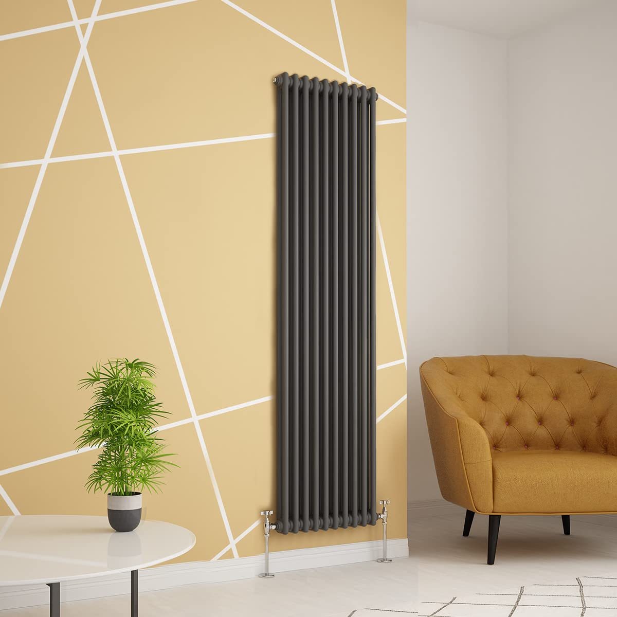Warmehaus Traditional Radiator Double Column Anthracite Vertical Cast Iron Style Central Heating Tall Radiator -1800 x 470mm โ image 1