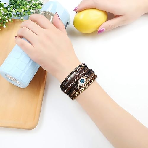 Miniatura 5 de Leather Wrap Bracelet Boho Cuff Bracelets for Women Teen Girls Cross Bracelet Fashion Jewelry Gifts for Her