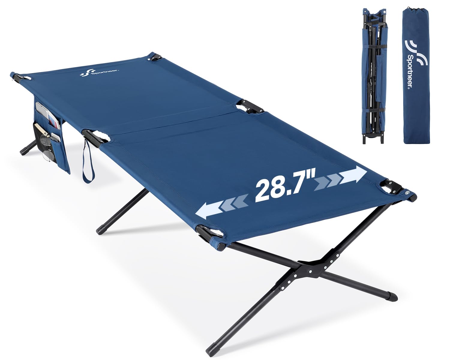 Sportneer Camping Cot, Military Cot Portable Camping Cots for Sleeping 78.3"x28.7"x14.6" Heavy Duty Folding Bed for Adults Teen Outdoor Travel Camping