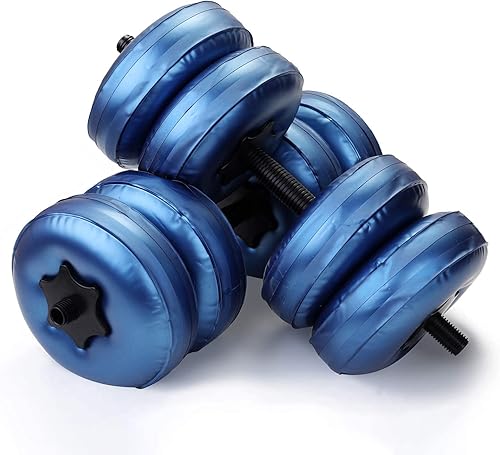 Miniatura 1 de Mancuernas llenas de agua, para el hogar, portátiles, de viaje, ajustables, (44.1-55.1 lbs), color azul, talla S