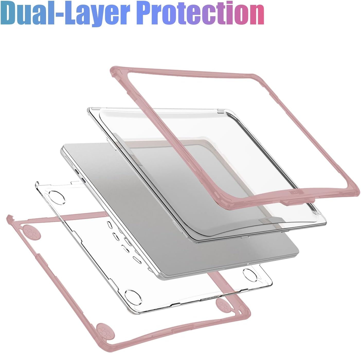 IBENZER Heavy Duty Case for MacBook Air 15 inch 2026 2025 2024 2023 M4 A3241 M3 A3114 M2 A2941, Hexpact case with ScreenFilm &KeyboardCover, Protective Cover for Mac Air 15.3, Pinkish, HPE-AT15-PKSH+2 - Image 6