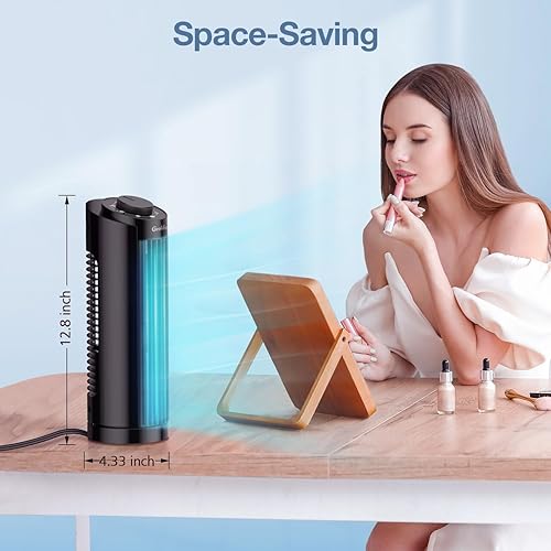 Miniatura 6 de Grelife Ventilador de torre electrónico de 13 pulgadas con control remoto, 3 velocidades y 3 modos, oscilación de 90, pantalla LED, temporizador de