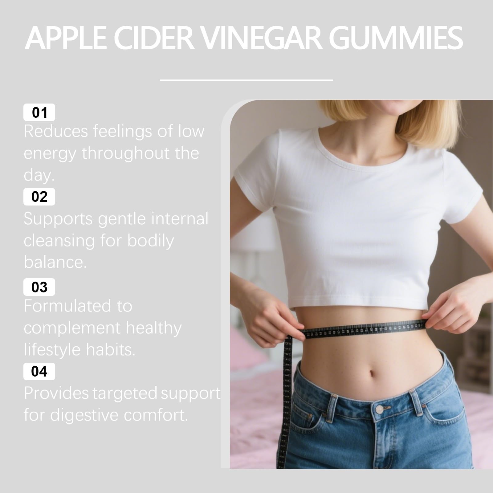 Gomitas De Vinagre Sidra Manzana For Control Del Apetito, Aumento Metabolismo, Alivio La Hinchazón Y Energía - Apoyo Digestivo Masticable, 60 Unidades(3PCS)