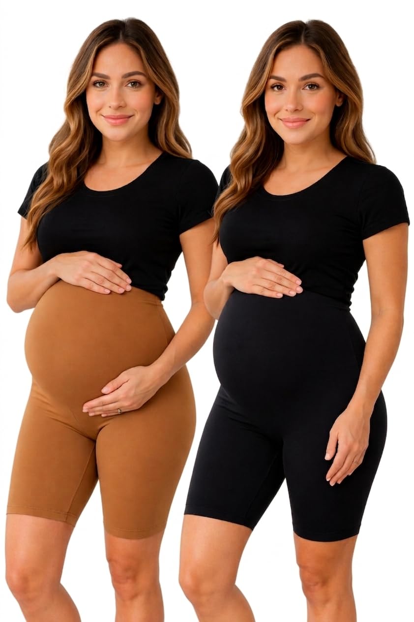 sai blossoms Sai's Women's High Waist & Till Knee Cotton Lycra Maternity Shorts|Pregnancy Shorts|Maternity Trouser Over The Belly for The Pre & Post Pregnancy-picture-19
