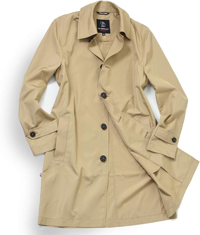 Amazon フォックスアンブレラ Fox Umbrellas レインコート メンズ 防水 スプリングコート 晴雨兼用 イギリス製 ステンカラー フード 取り外し可能 軽量 ベージュ Uk40 L コート ジャケット 通販