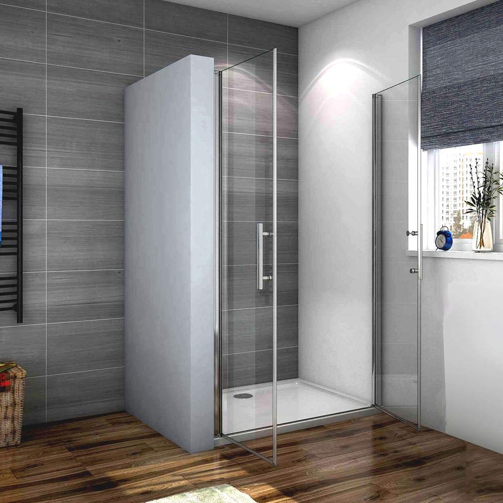 Box Doccia Per Nicchia 90x185cm Doppie Porte Battenti Saloon in Vetro 6mm Temperato Trasparente Anticalcare Profilo Cromato Lucido