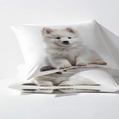 Miniatura 3 de J6-&-105 - Juego de sábanas para perros tamaño Queen, sábanas y fundas de almohada estampadas, 4 piezas, sábana bajera ajustable de microfibra suave