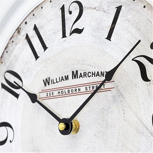 Miniatura 4 de Yosemite Home Decor Reloj de pared circular de hierro, marco blanco, cara blanca, texto negro, manecillas negras