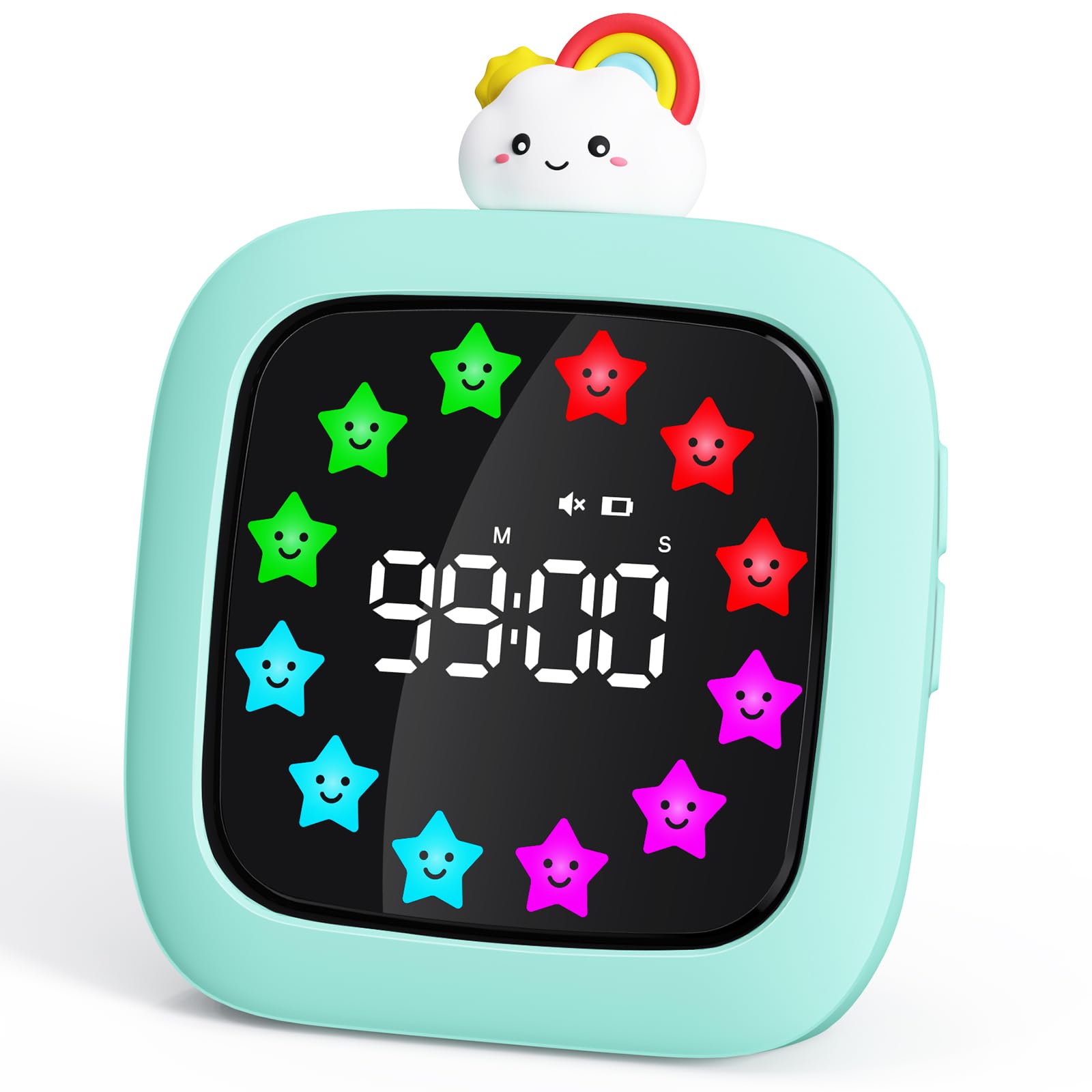 Yunbaoit Digital Visual Timer for Kids, 99-Minute Countdown, Rechargeable | Cyan Protecti…