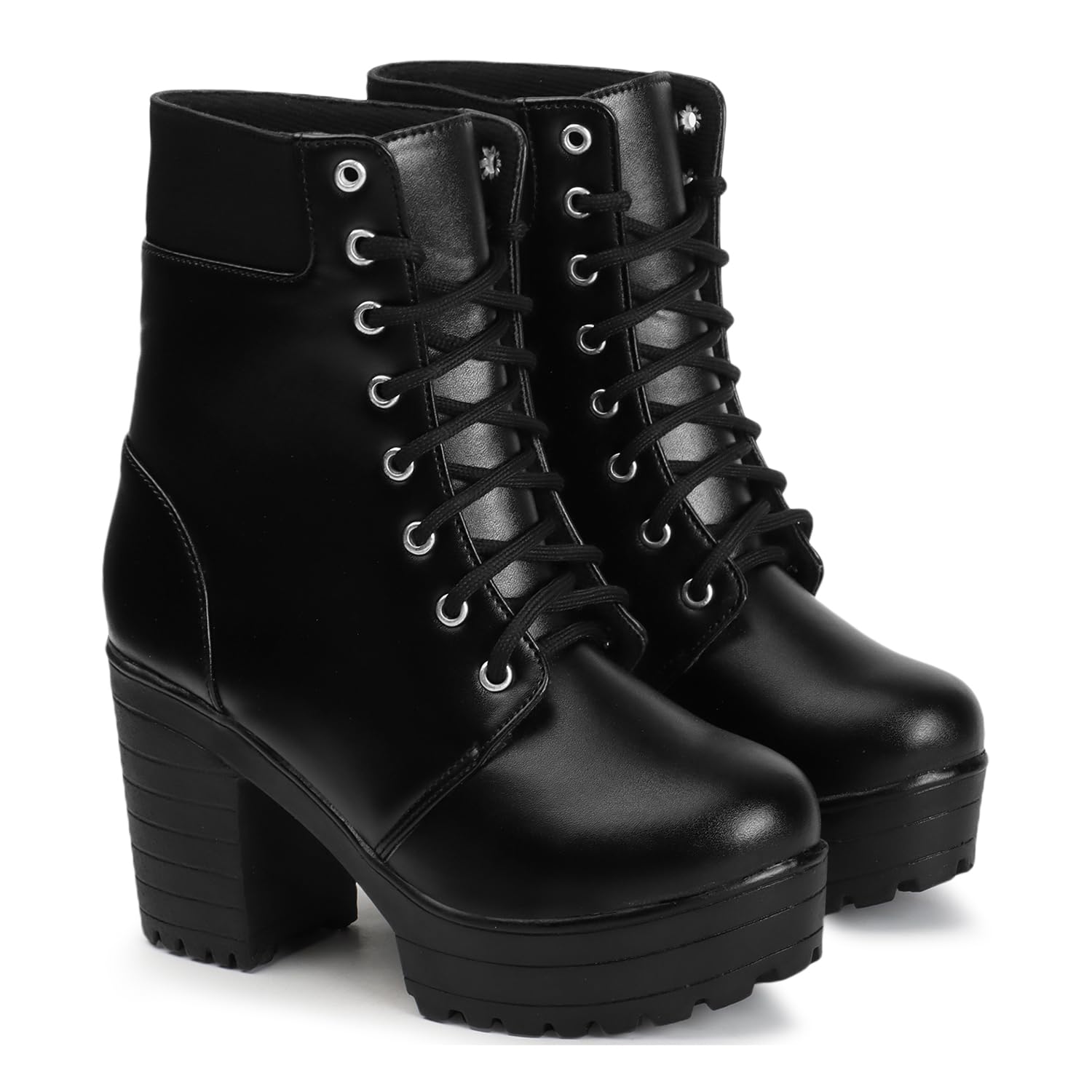 strasse paris Women's Round Toe Boots Lace Up Chunky, Block Heel Boots for Women-picture-47