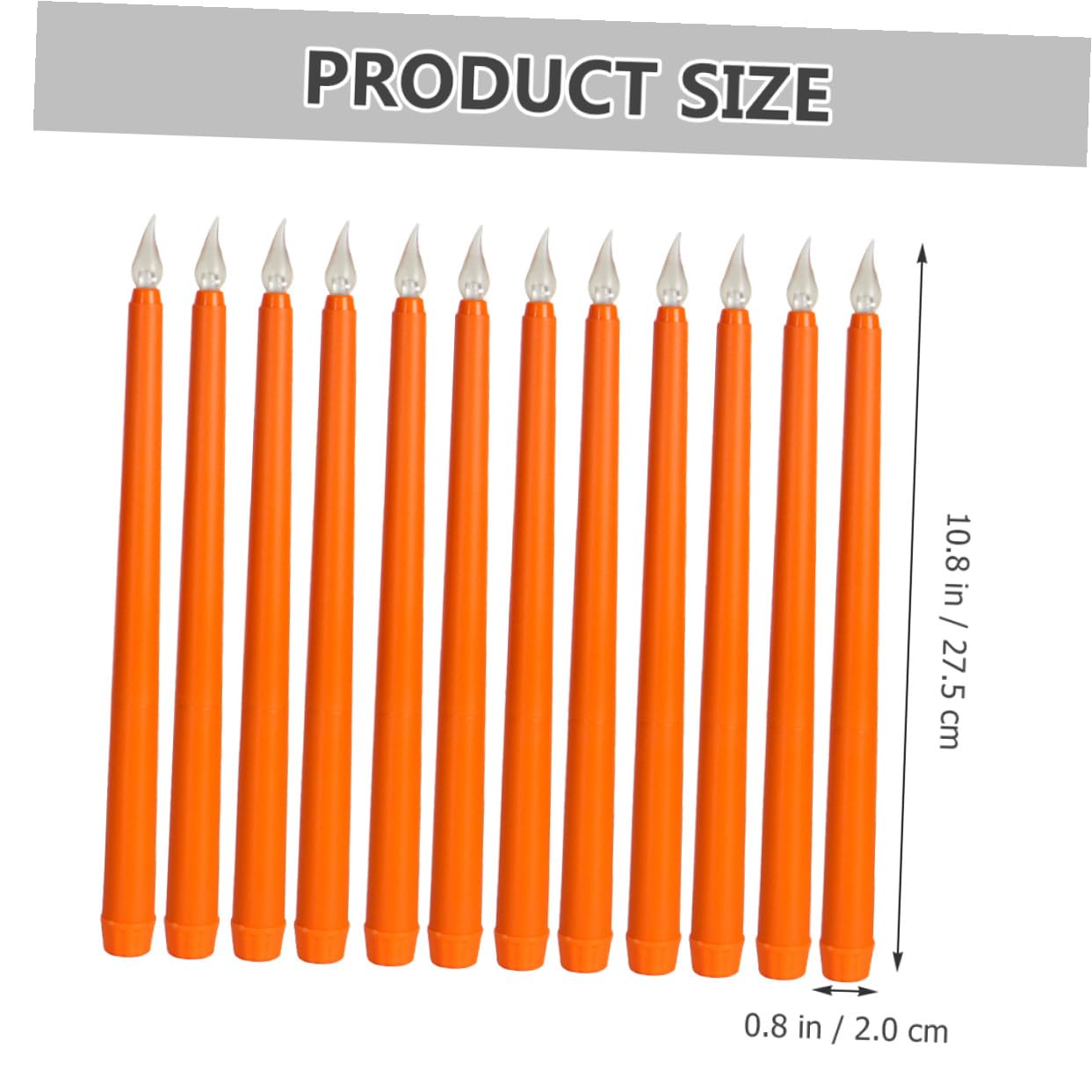 Zerodeko 12 Stück Flammenlose LED Stabkerzen Orange mit Realistischer Optik | Pp und Led, Batteriebetrieben, für Partys und Zuhause, Langlebige Ausführung