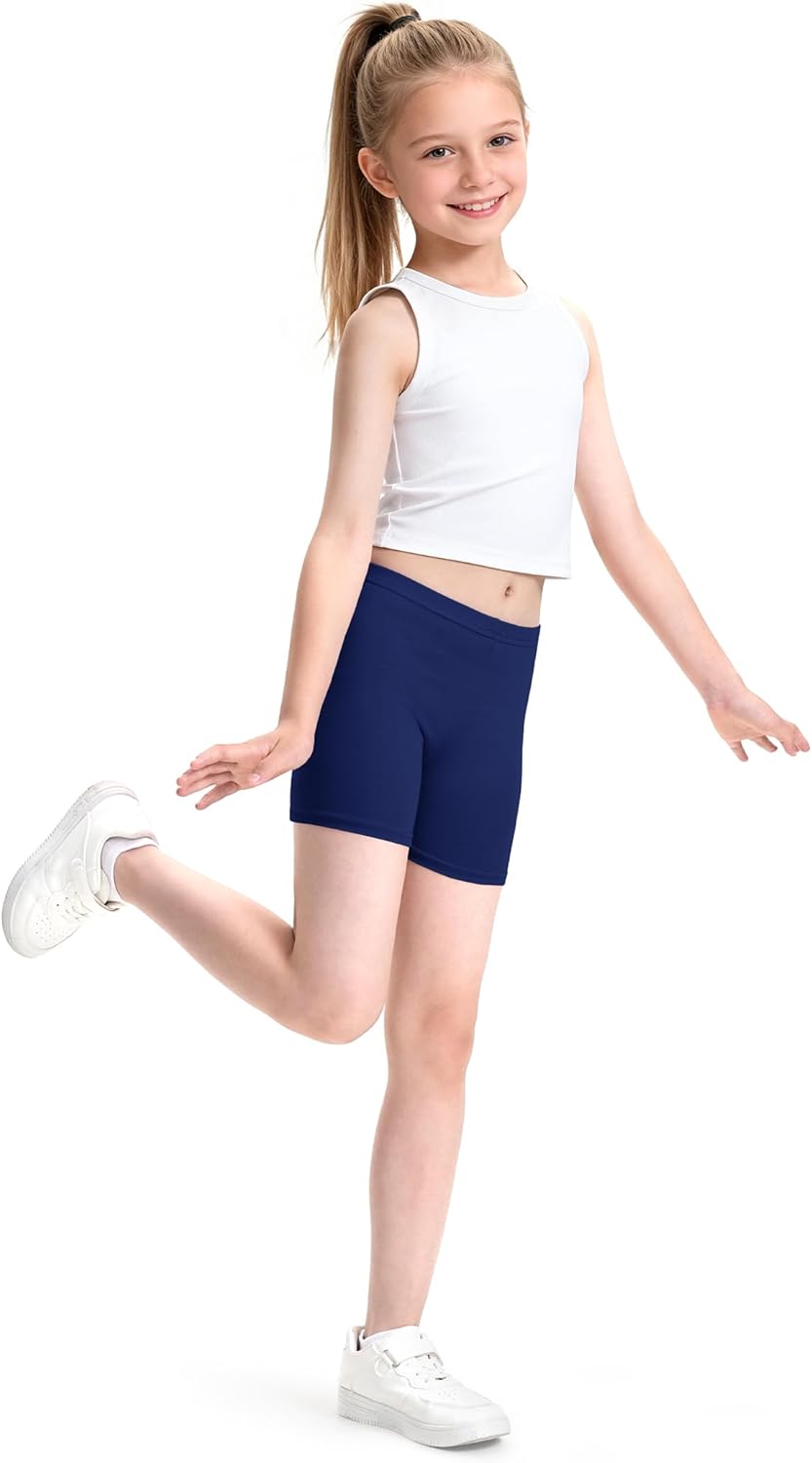 Auranso Girls Bike Shorts Cartwheel Cotton Biker Dance Under Dress Shorts Kids Clothes 4 Pack - Image 2