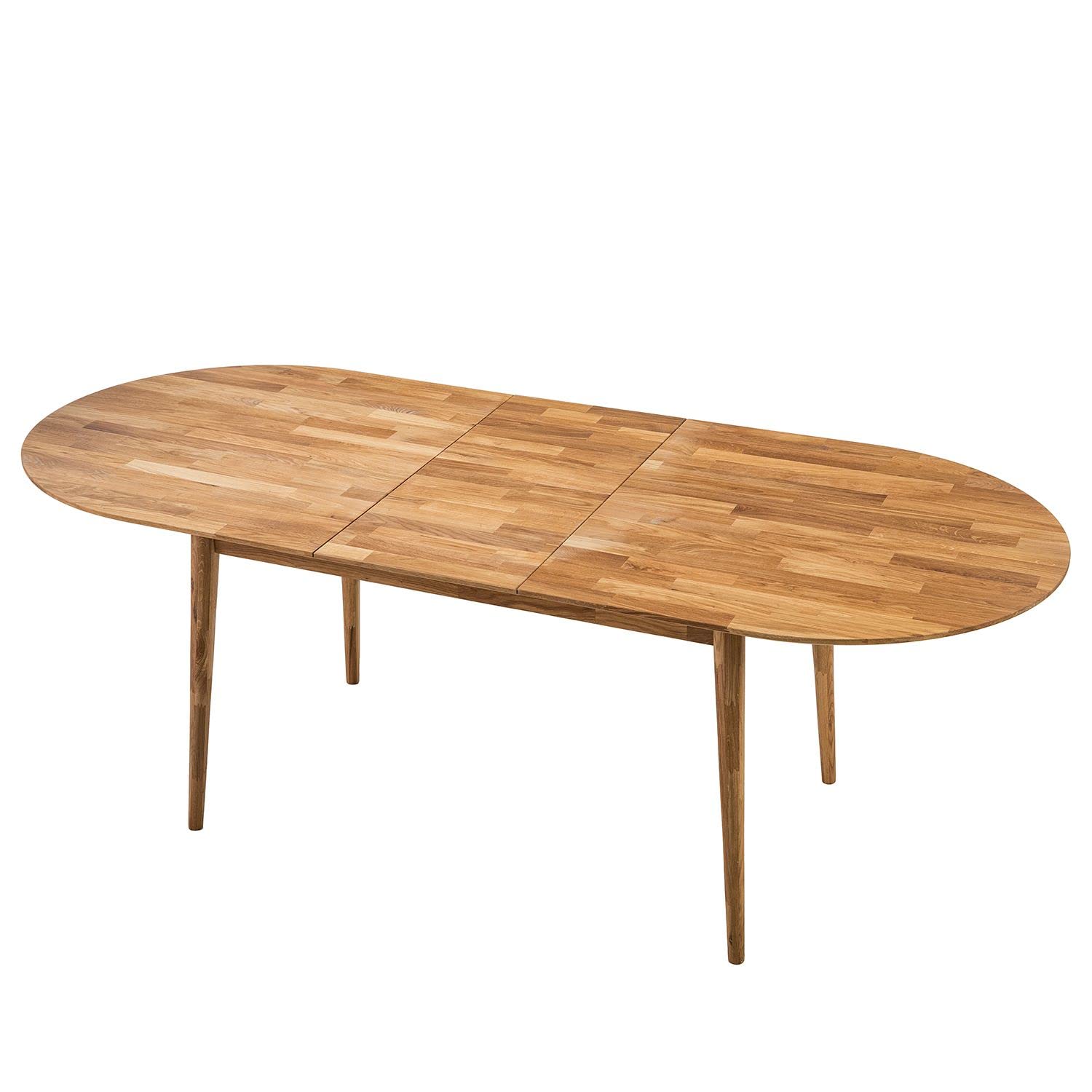 Esstisch Scandi 2 (oval, ausziehbar) • Ideal als großer Konferenztisch • Holztisch aus Massivholz (Eiche) • Eiche Natur • Tisch (140-175 x 90 x 75 cm)