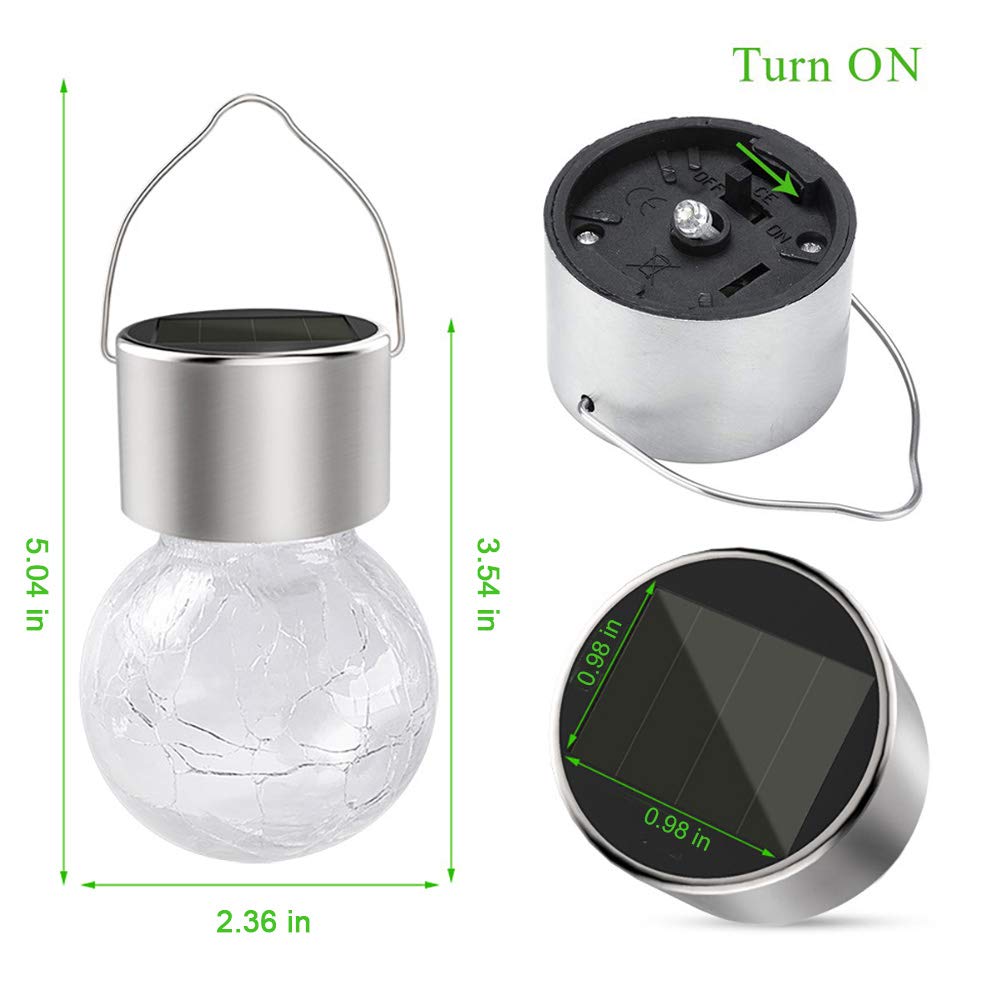 luci LED da Appendere ad energia Solare, con 7 Colori Che cambiano automaticamente, Sfere di Vetro incrinato, Lanterne Decorative Impermeabili, Ideali per Le Feste di Natale, 1