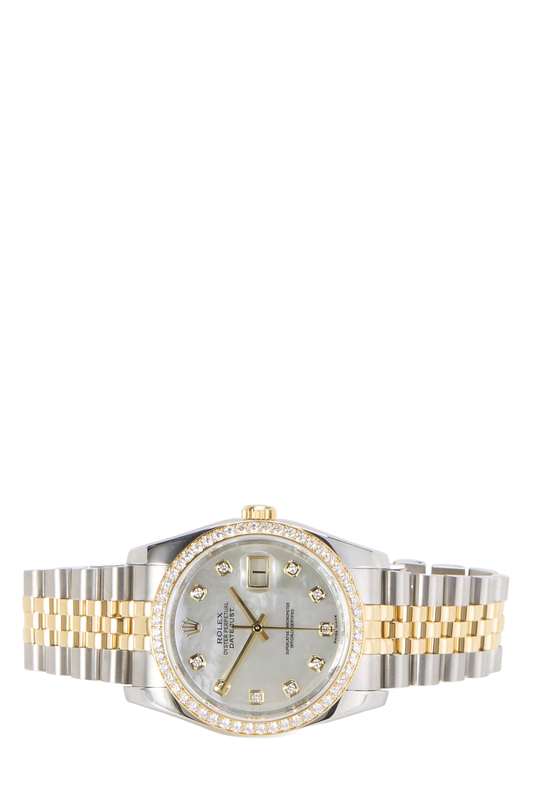 Rolex, Pre-loved Mother Of Pearl Diamond Dial Datejust 116234 36mm, Gold