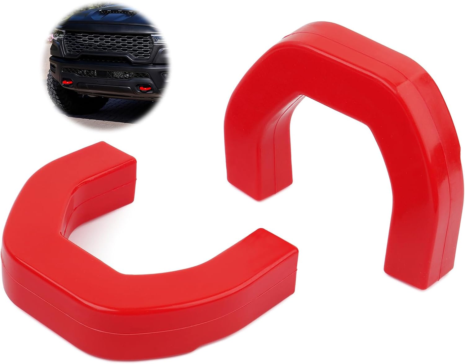 2Pcs Front Tow Hook Silicone Covers for RAM 1500 2019-2026, Front Bumper Tow Hook Protector Sleeve, Water/Dust/UV Resistant Car Accessories (Not Fit Classic/Warlock/RAM 2500/3500)