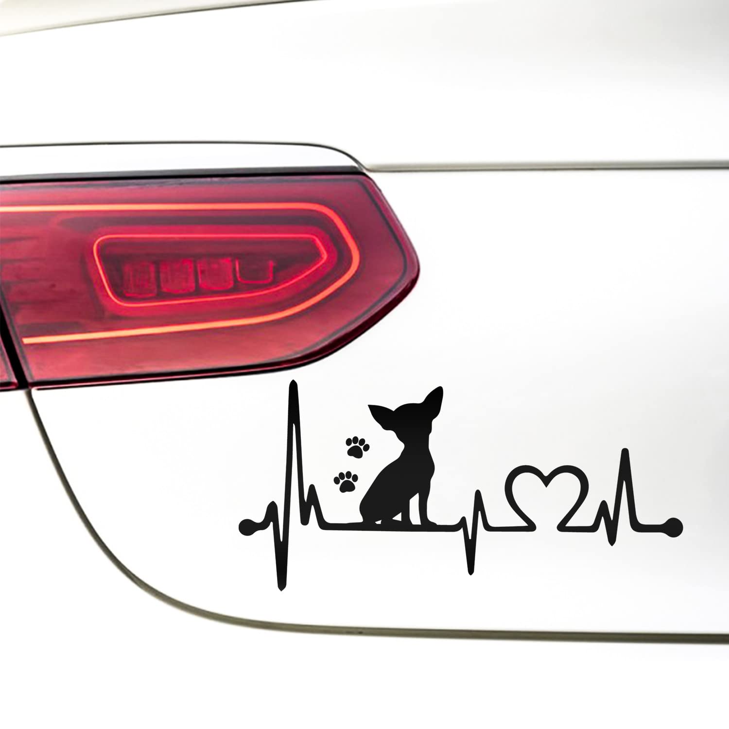 2 adesivi per cani Chihuahua Dog Heartbeat Love Sticker Riflettente Divertente Adesivo Auto JDM Sticker Animale Auto Adesivi Impermeabili per Auto Camion Computer Laptop