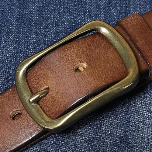 Men’s Top Layer Genuine Leather Belt Copper Buckle Design Luxury Cowhide Waist Belt for Business or Jeans Wear2