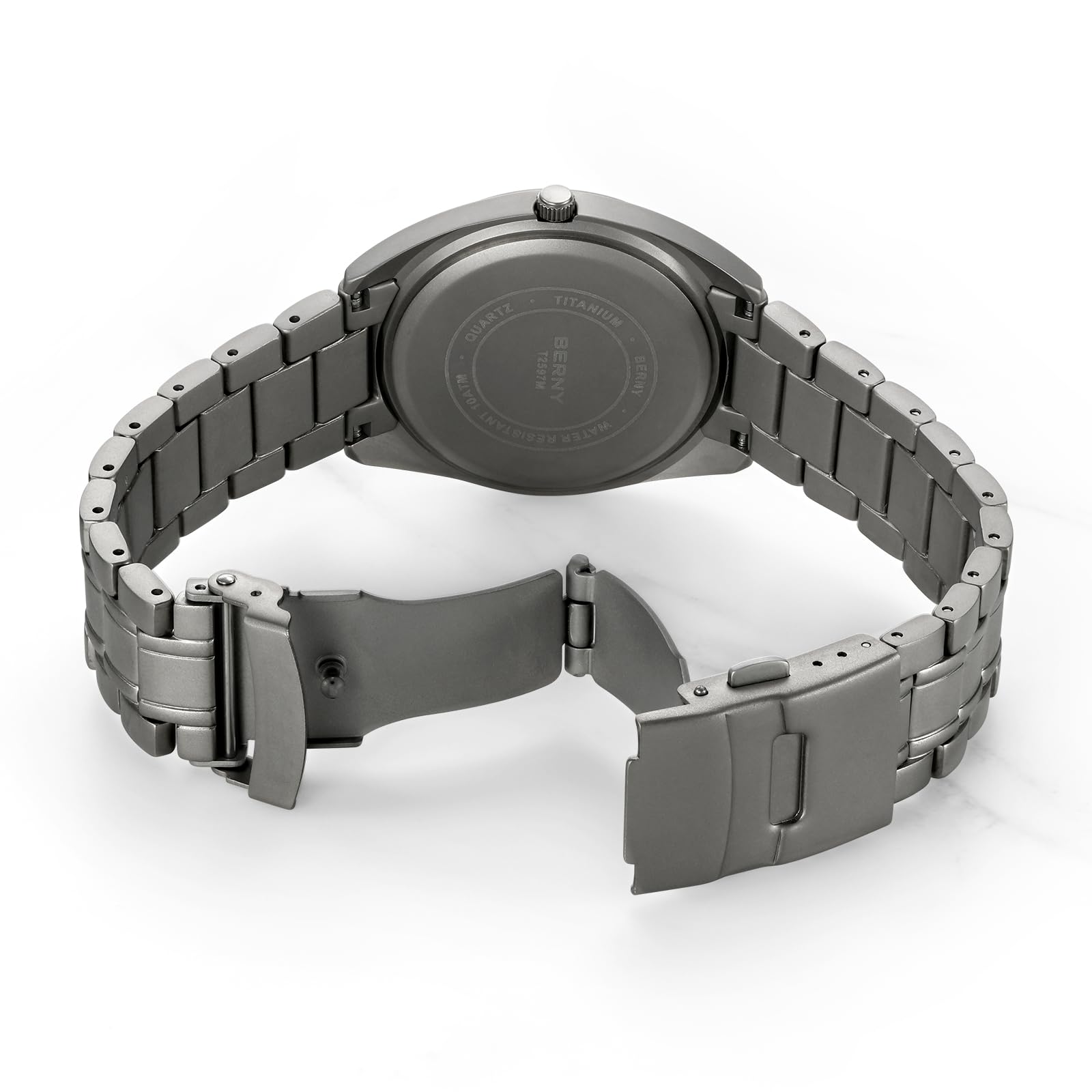 BERNY Reloj de Hombre Reloj de Titanio 10ATM Impermeable Relojes de Cuarzo Analógico Super Luminoso