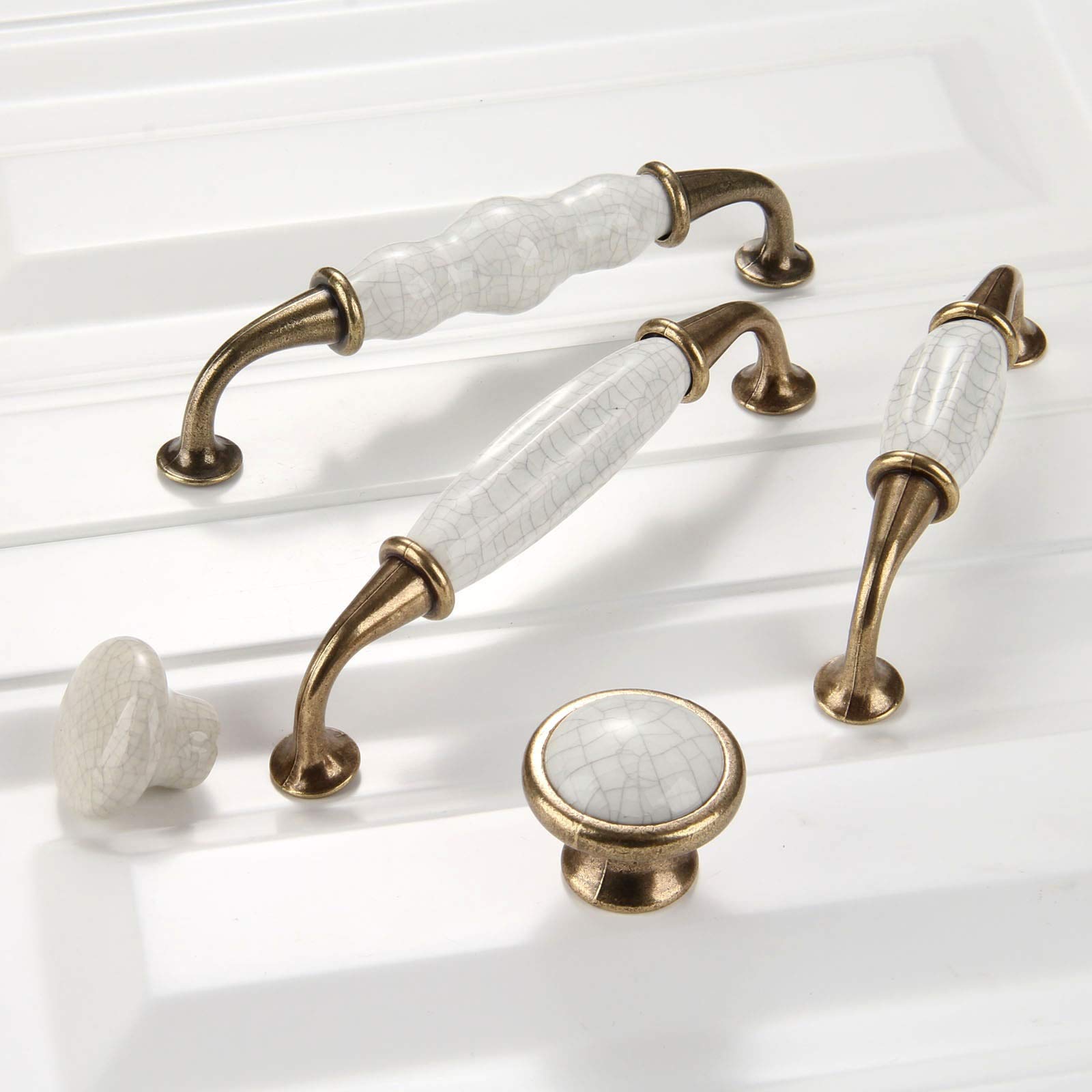 Poignées De Porte Anciennes En Céramique Blanche – Boutons Pour Meuble, Style Rétro