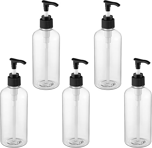 Hemoton 5 botellas de champú rellenables, botellas vacías, dispensadores de botellas de bomba de jabón transparente, botellas de bomba de jabón