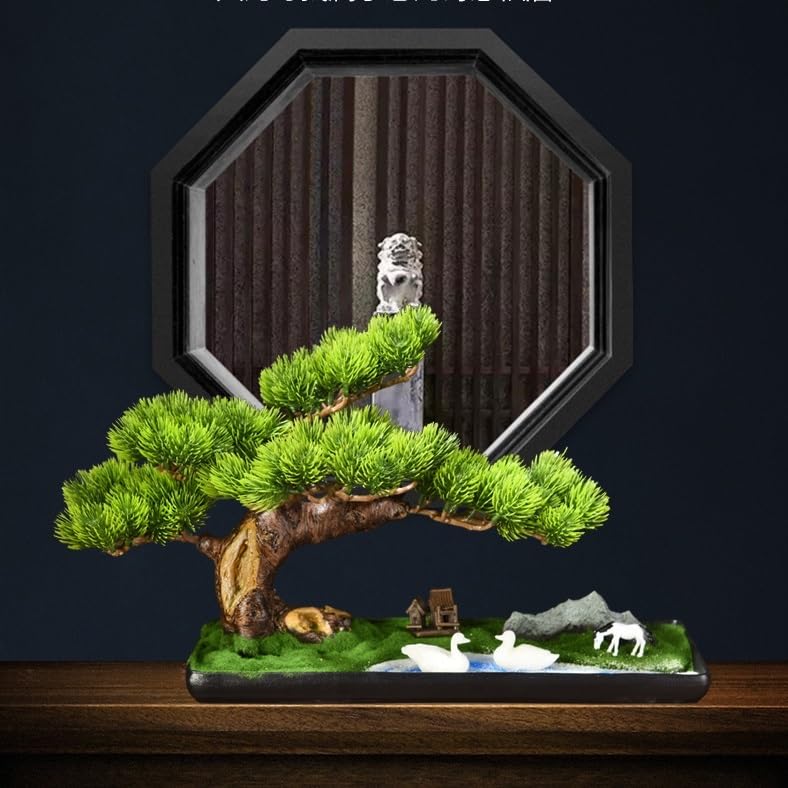 Bonsaï Artificiel Simulation Plante bonsaï Plante Verte en Pot Salon Maison Bureau créatif Paysage décoration Chinois Zen Ornements Faux Arbre D'intérieur
