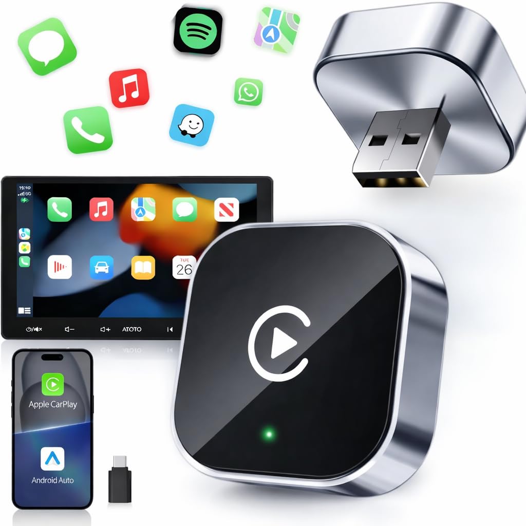 Carplay Inalambrico Android Auto Inalambrico Adaptador Carplay Inalambrico Car Play Android Auto Adaptador Inalambrico Carplay, Coches a Partir de 2014【Nueva Version 2026 】 - 1