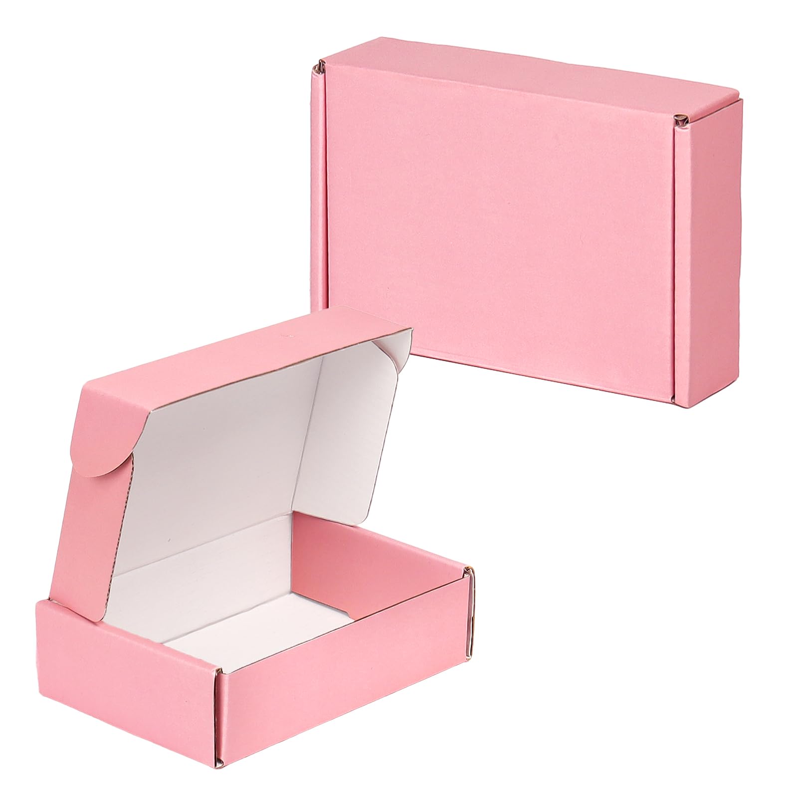 15 x 10 x 4 cm, kartonowe pudełka wysyłkowe dla małych firm, zestaw 50 sztuk, różowe pudełka z tektury falistej do wysyłki, pakowania, rękodzieła, prezentów, dawania produktów