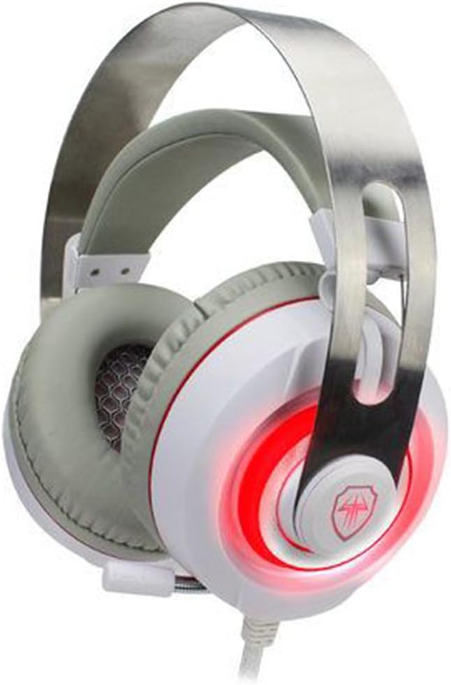 G998S White Red, 3.5mm + USB Plugs, Red LED Lights, Headsets, Headphones, Earphones With Noise Cancelling & Volume Control Features