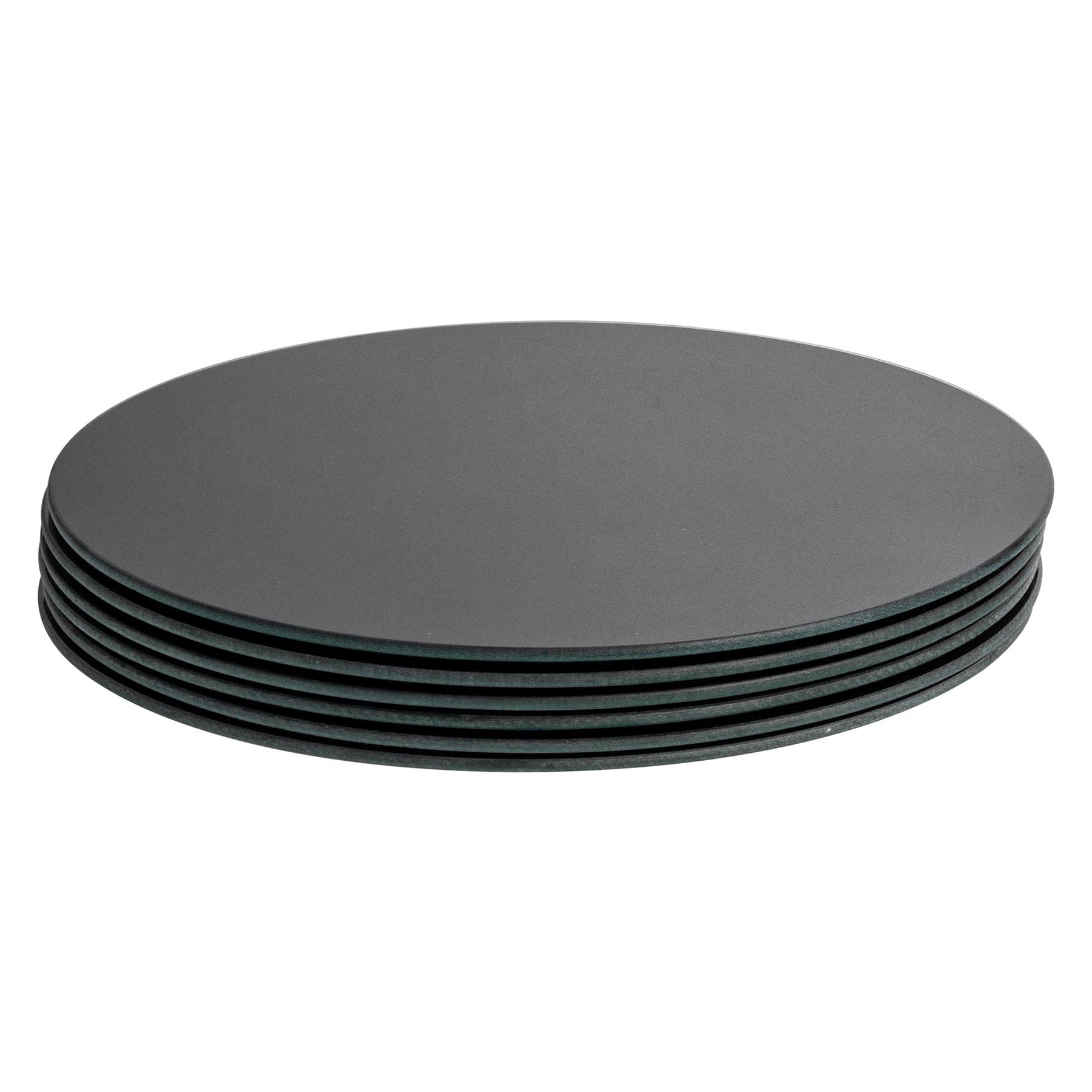 Harbour Housewares Black Glass Chopping Board - 30Cm - Pack Of 6 - Round Placemat Dining Place Mats Cutting Mat Worktop Saver For Kitchen Cooking, Baking, Vegetable Preparation