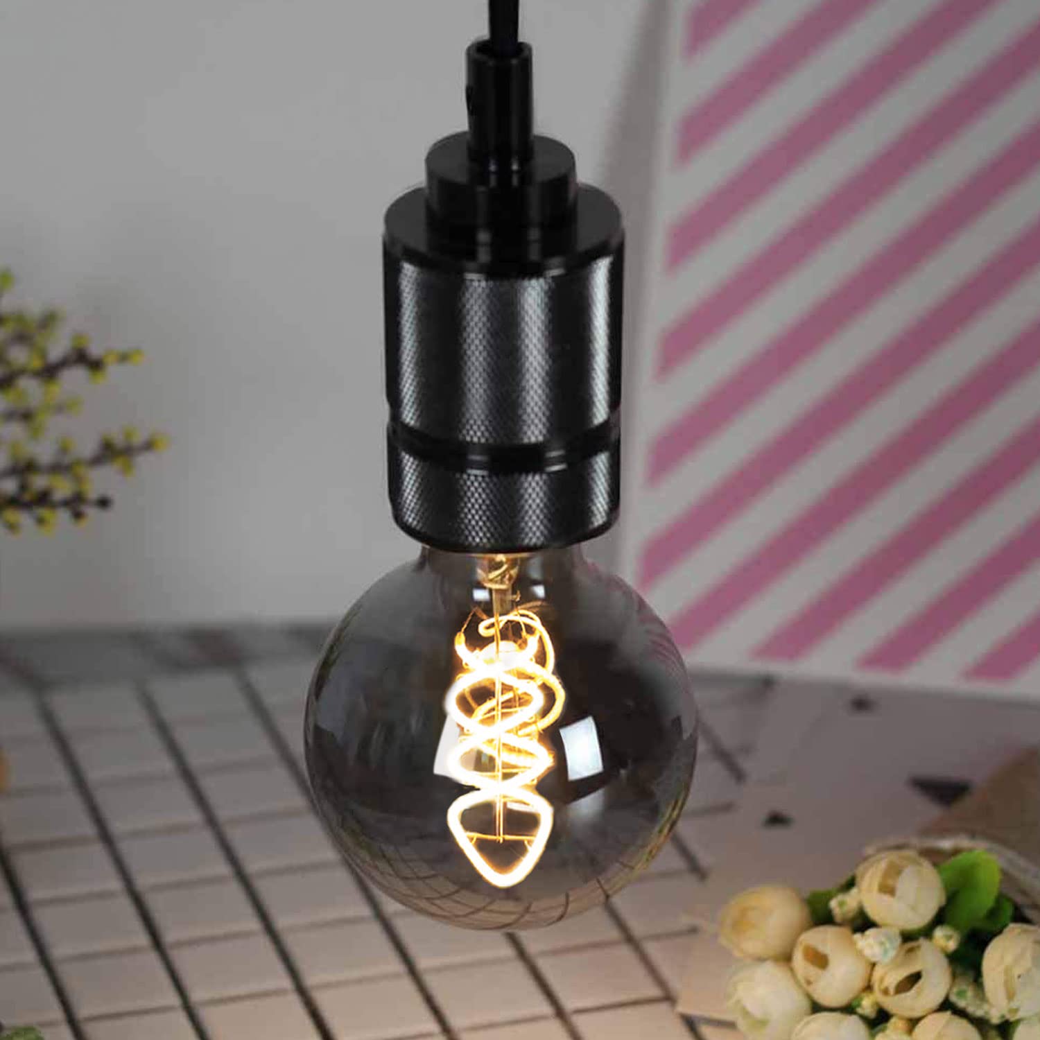 E27 LED Vintage Glühbirne, Edison Vintage Glühbirne E27 Dimmbar 6W G80 Retro Glühbirnen LED Filament Lampe Warmweiß Ideal für Dekorative Nostalgie Retro Beleuchtung, Rauchglas-6 Stück (YHS3PBT1)