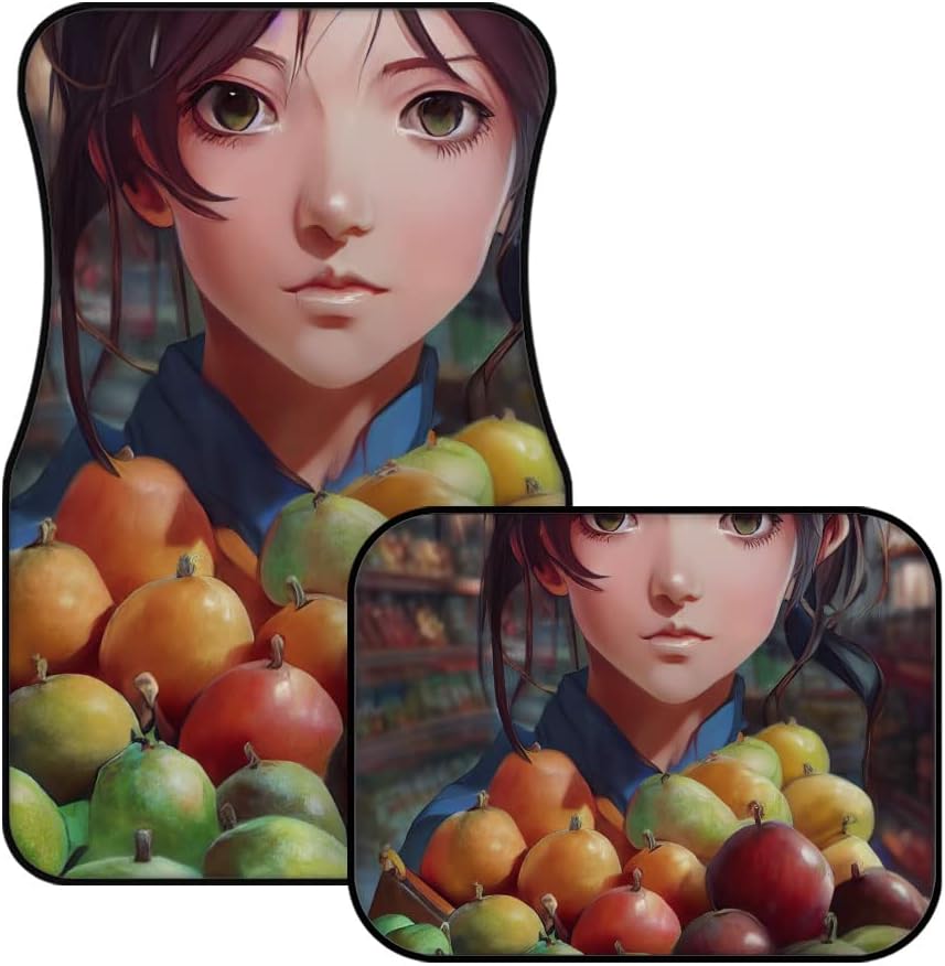 Anime Girl Car Floor Mats 4PCS Beautiful Floor Mats for