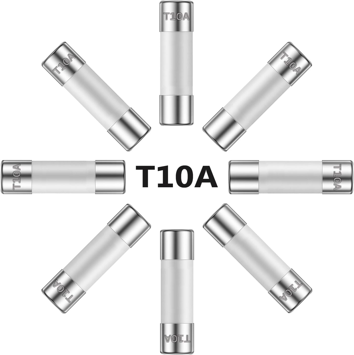 10A 250V 5x20MM Slow Blow Ceramic Fuses 10 Amp 250 Volt 0.2 x 0.78 Inch Time Delay Tube Fuse T10AL250V (Pack of 10Pcs)