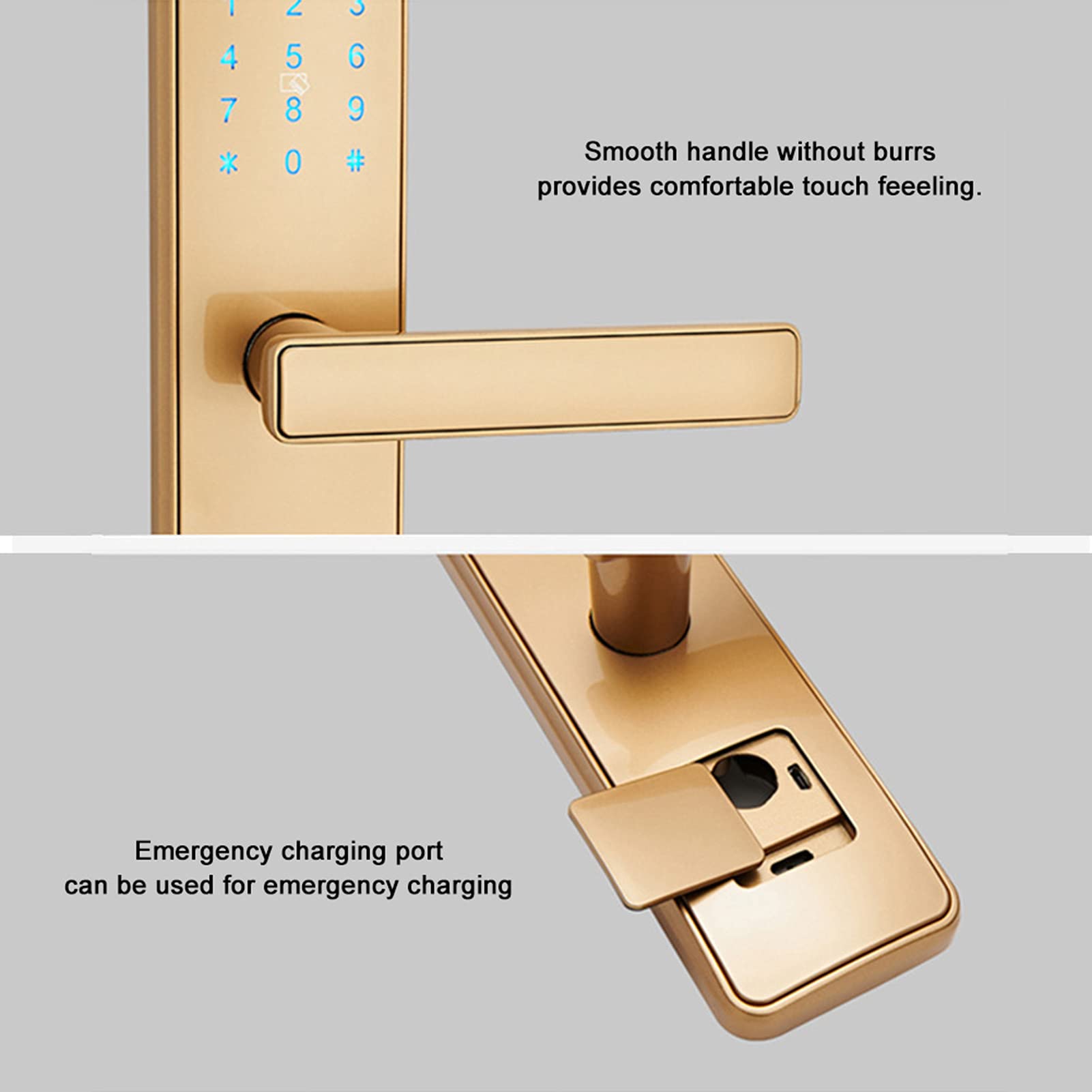 Smart Door Lock, Impronte Digitali Password Virtuale Ic Card Serratura a Combinazione Antifurto con Maniglia Gratuita per Famiglia Hotel Appartamento per la Sicurezza Domestica